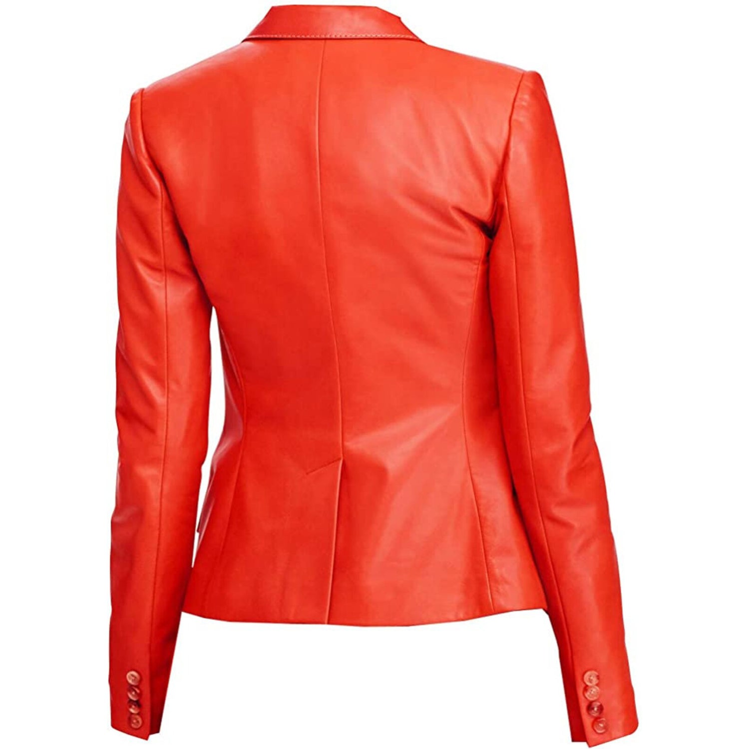 3 Buttons Blazar Double Pocket Gray, Red, Black, Tan Women Leather Coat / Casual, Formal, Regular, Street Wear Womens Jacket & Overcoat