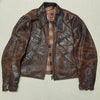 Load image into Gallery viewer, 1930s German Style Vintage A2 Leather Jacket Men’s Distressed Brown Grain Leather Check Lining Coat