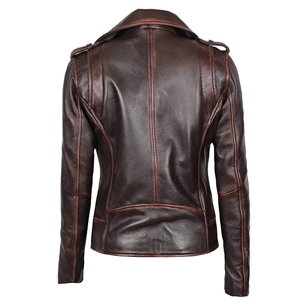 Colorado Womens Distressed Dark Brown Leather Jacket