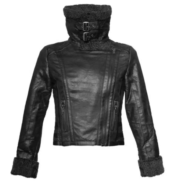 XUDOG oversized high neck leather jacket-