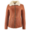 Victorian Style Fur Coat Tan Womens Winter Real Leather Jacket