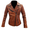 Load image into Gallery viewer, 90s-Vintage-Moto-Biker-Oil-Wax-Brown-Womens-Leather-Jacket