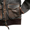 A2 Military Vintage Brown Distressed Real Leather Jacket Mens Biker Coat