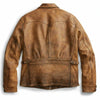 1920’s newboy vintage style wax tan real leather coat mens jacket