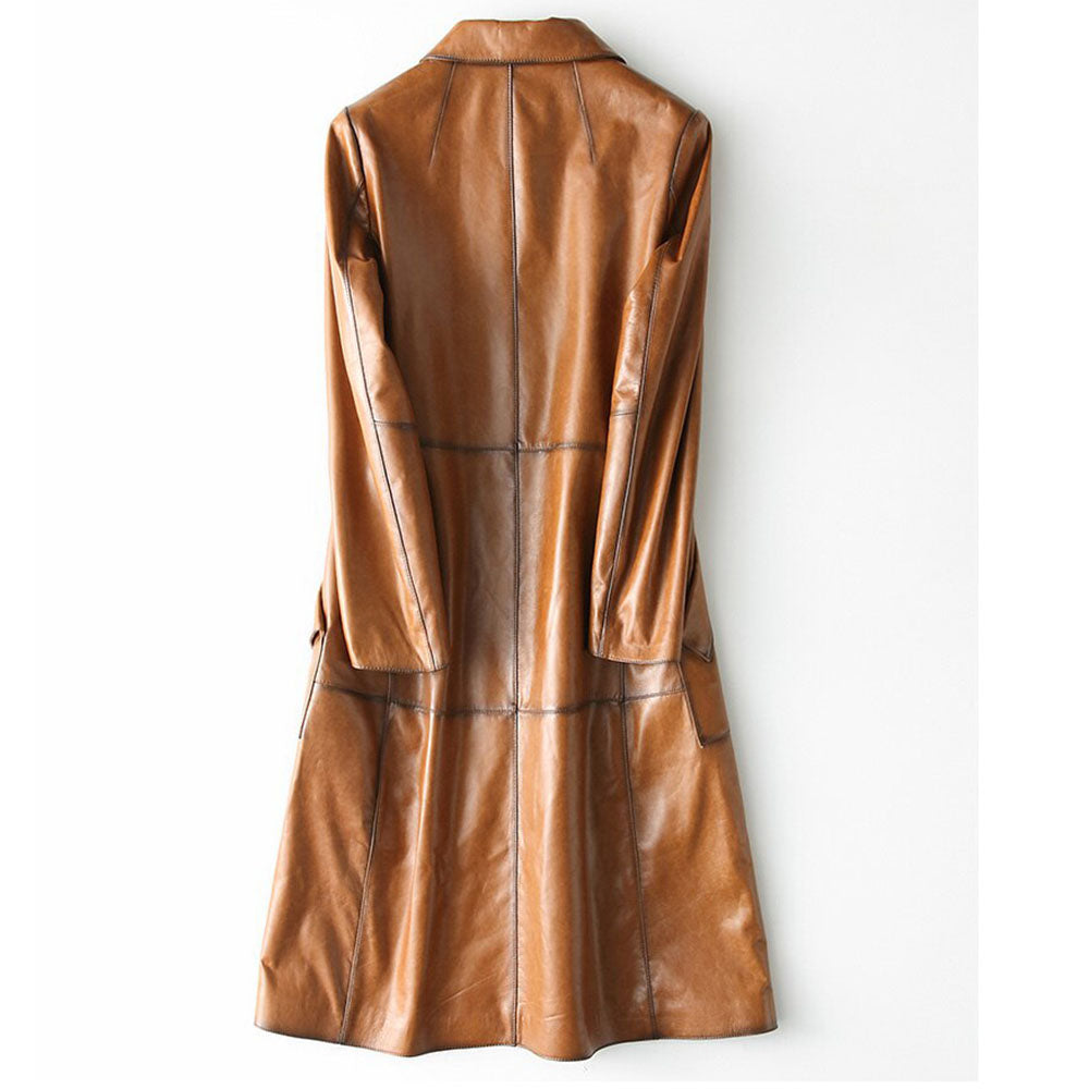 Victorian Style Trench Overcoat Wax Tan Streetwear Long Jacket Womens