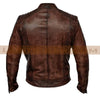 Café Racer Biker Leather Jacket Mens Distressed Brown Real Leather Motorcycle Coat