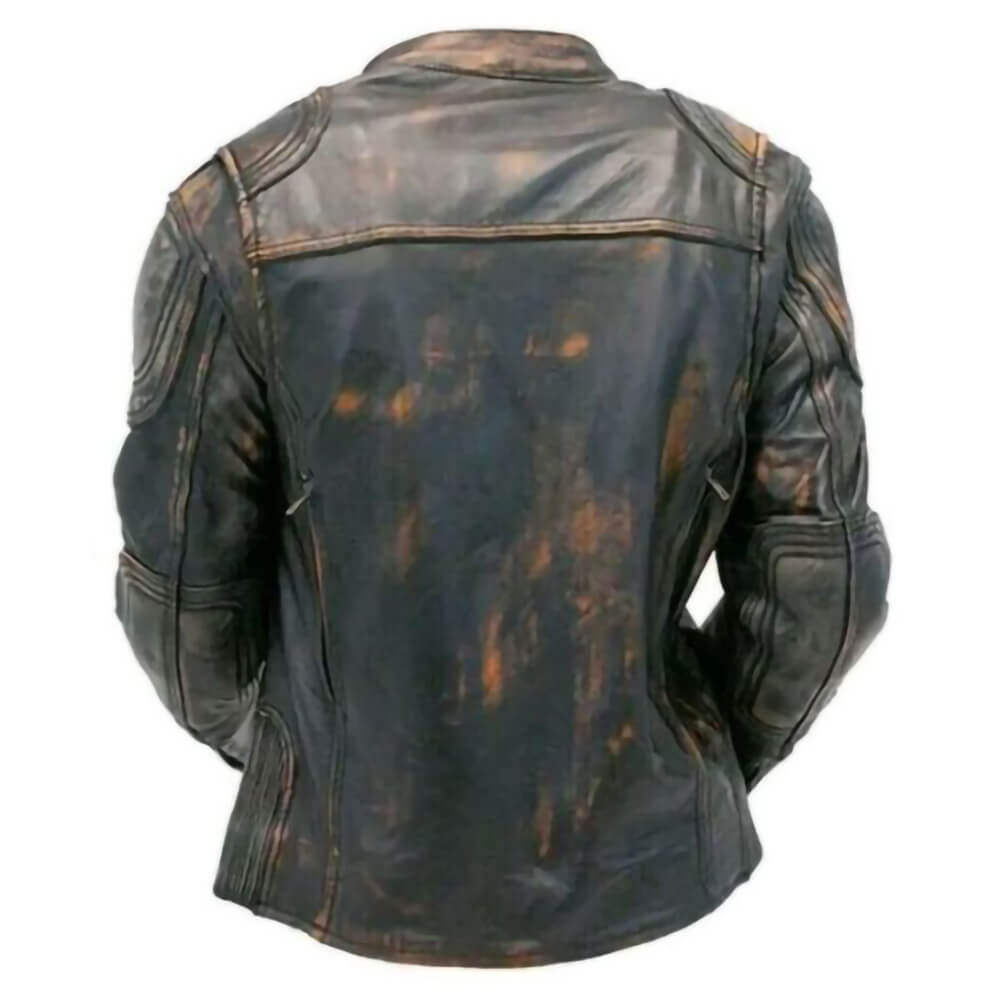 Distressed Brown Vintage Cafe Racer Mens Biker Real Leather Jacket
