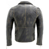 Double Zip Slim Fit Style Motorcycle Biker Distressed Black Leather Jacket Mens