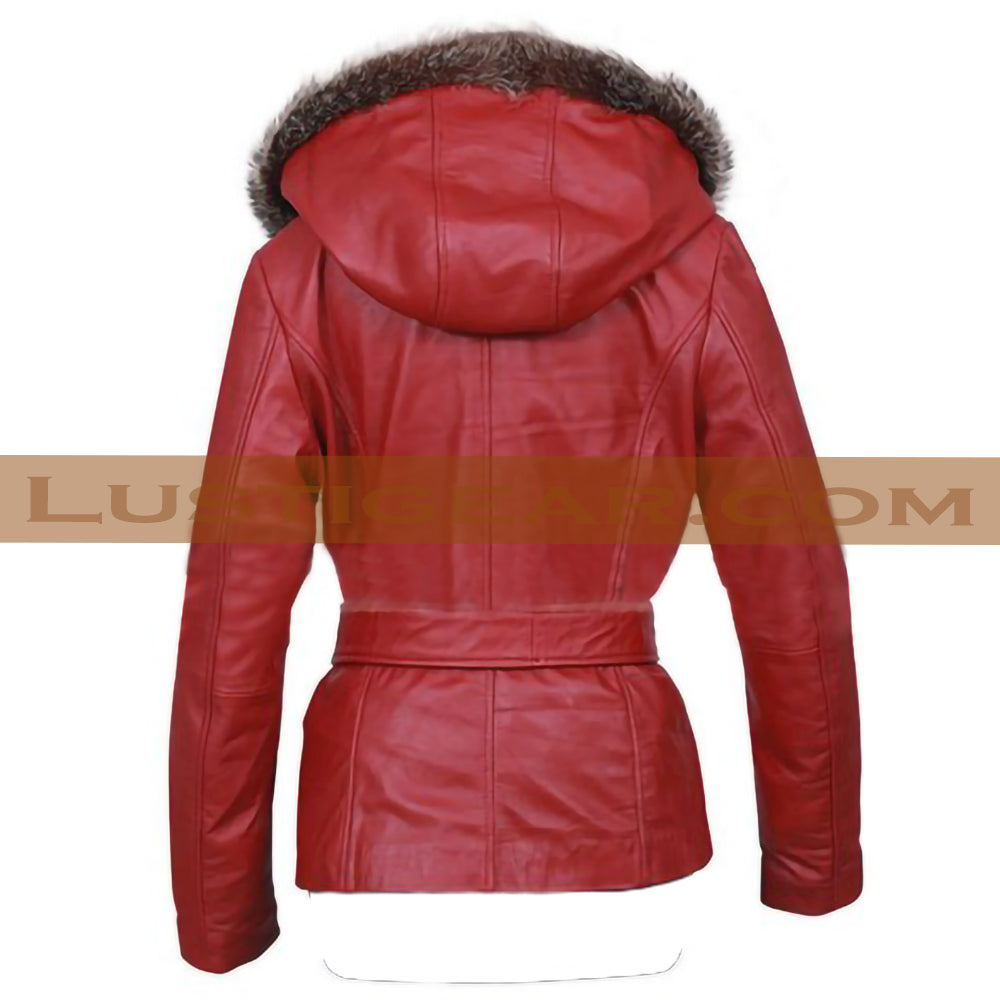 Lustigear mrs claus Christmas Goldie Hawn Real Leather Coat Womens