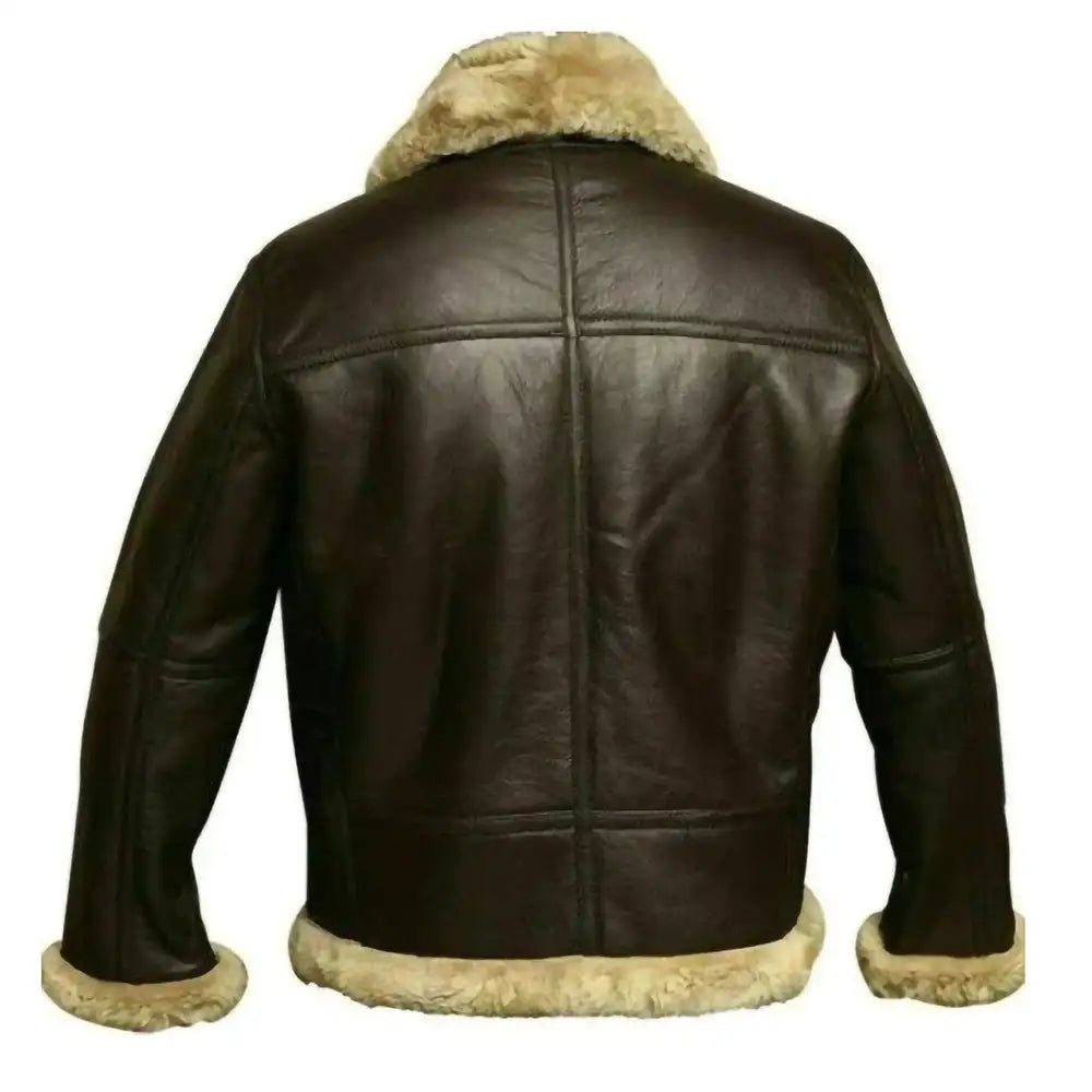 B3 Bomber Jacket Military Fur / Shearling Brown Real Leather Mens Winter Coat