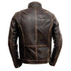 Load image into Gallery viewer, Retro Cafe Racer Distressed Brown Biker Leather Jacket Mens