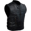 Icon Skull Halloween Style Biker Black Real Leather Vest Mens