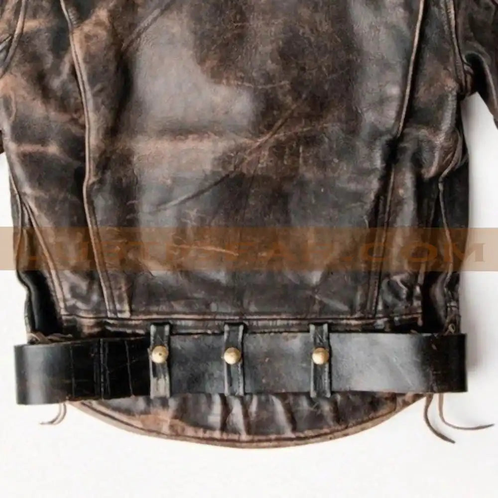 Detachable Fur Collar 60s Military Vintage Bomber Distressed Brown Mens Leather Jacket