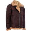 RAF B3 Military Pilot Brown Bomber Fur Leather Jacket Mens Winter Outwear Coat