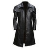 A7 Black Trench Coat Genuine Leather Mens Jacket