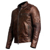 Cafe Racer Moto Biker Distressed Brown Leather Jacket Mens Motorcycle Coat