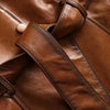 Lustigear italian style womens winter wax tan leather trench coat