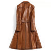 Load image into Gallery viewer, Lustigear italian style womens winter wax tan leather trench coat