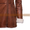 Victorian Style Trench Hooded Fur Coat Womens Wax Brown Long Winter Jacket