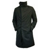 Schwarzer Läufer-Filmkostüm, langer Mantel aus Baumwolle mit Kunstpelzkragen, Jacke für Herren