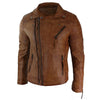 Vintage Cafe Racer Distressed Brown Biker Leather Jacket Mens