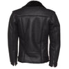 Black on Black Fur Shearling Biker Winter Leather Jacket Mens
