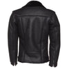 Schwarz auf schwarzem Fell-Lammfell-Biker-Winter-Lederjacke für Herren