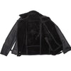 Black on Black Fur Shearling Biker Winter Leather Jacket Mens