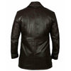 Dark Brown 5 Button Mens Long Trench Coat Real Leather Jacket