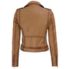 Cropped Biker Wax Beige Streetwear Genuine Leather Jacket Womens