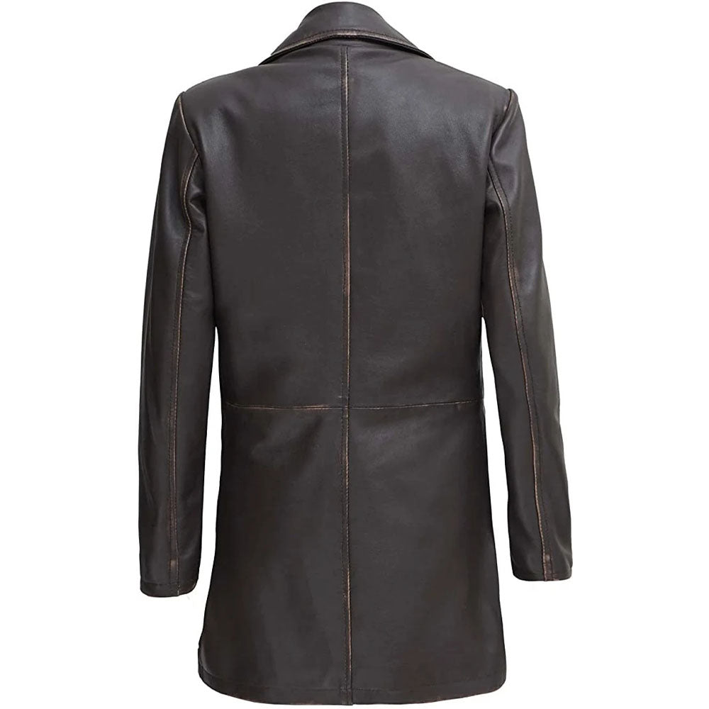 Vintage-Jacke mit fünf Knöpfen im Militär-Distressed-Stil in Braun und Schwarz für Damen 