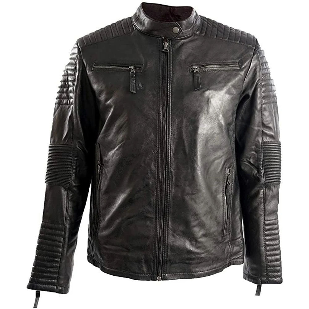Padded-Cafe-Racer-Retro-Biker-Leather-Jacket