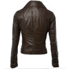 Load image into Gallery viewer, Cropped Fashion Biker Long Collar Slim Fit Brown Real Leather Jacket Womens