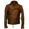 Load image into Gallery viewer, Distressed Brown Biker Real Leather Jacket Mens